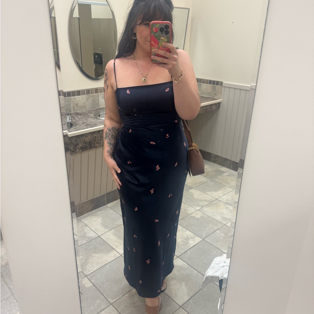 Park & fifth Maxine wedding guest dress navy
